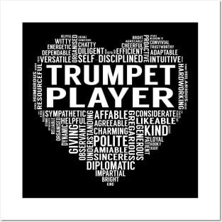 Trumpet Player Heart Posters and Art